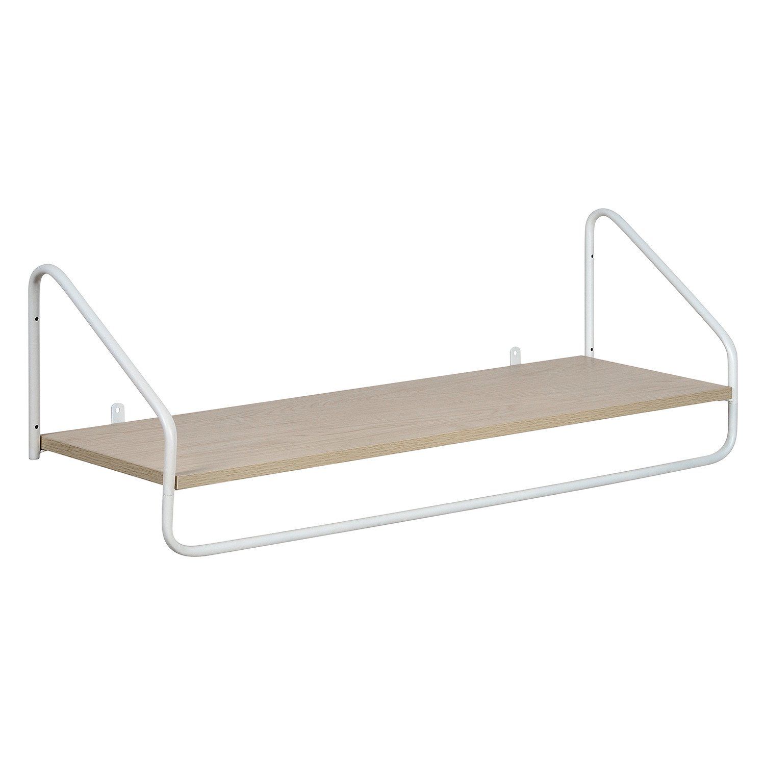 Etagère penderie murale Bois et Métal Blanc 90 cm - NELO
