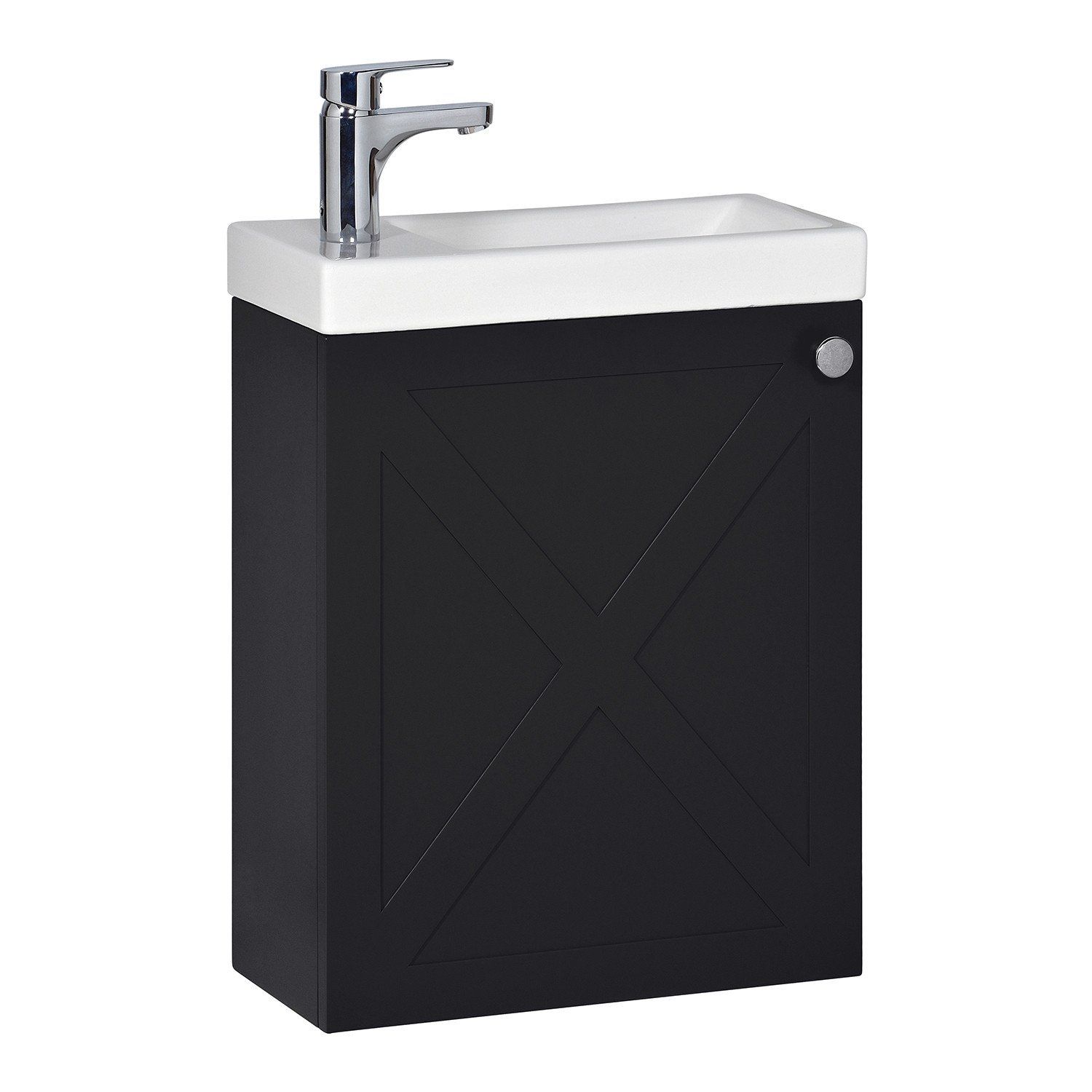 Meuble lave-mains noir carbone AVA avec robinet chromé