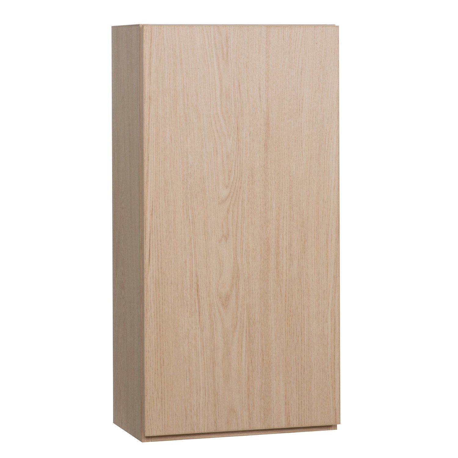 Module de rangement fermé WILL - Meuble haut Salle de Bain 1 porte - Décor Chêne ou Blanc Laqué