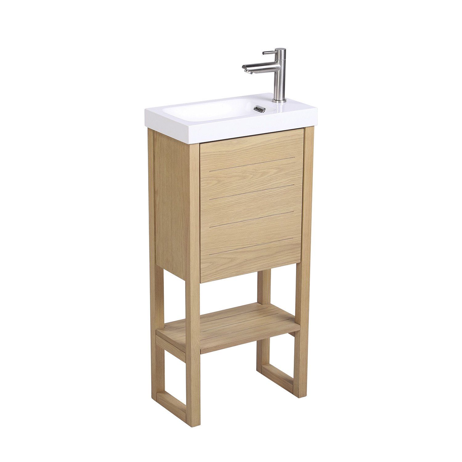 Meuble Lave-mains en Bois avec vasque Blanche - ATOLL
