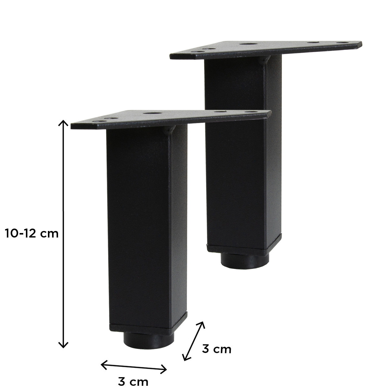 Pieds réglables WILL - Jeu de 2 pieds réglables pour Meuble de Salle de Bain- Noir Mat