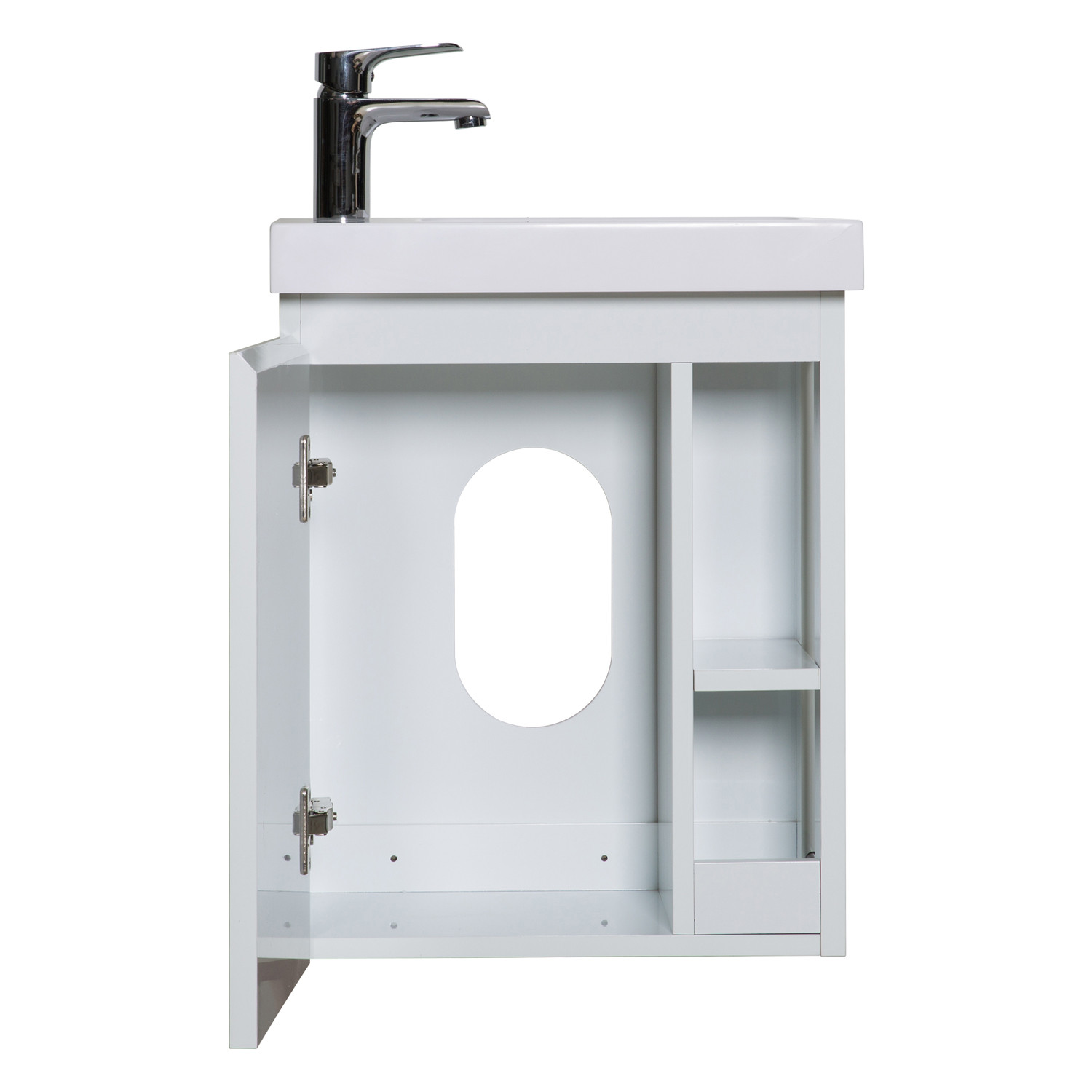 Meuble Lave-mains Blanc avec vasque Blanche HAMPTON + Miroir
