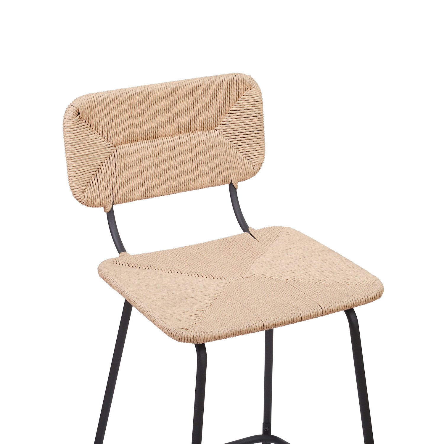 Tabourets de Bar Îlot Central Corde tressée et Métal - Coloris Naturel NEMA | Lot de 2