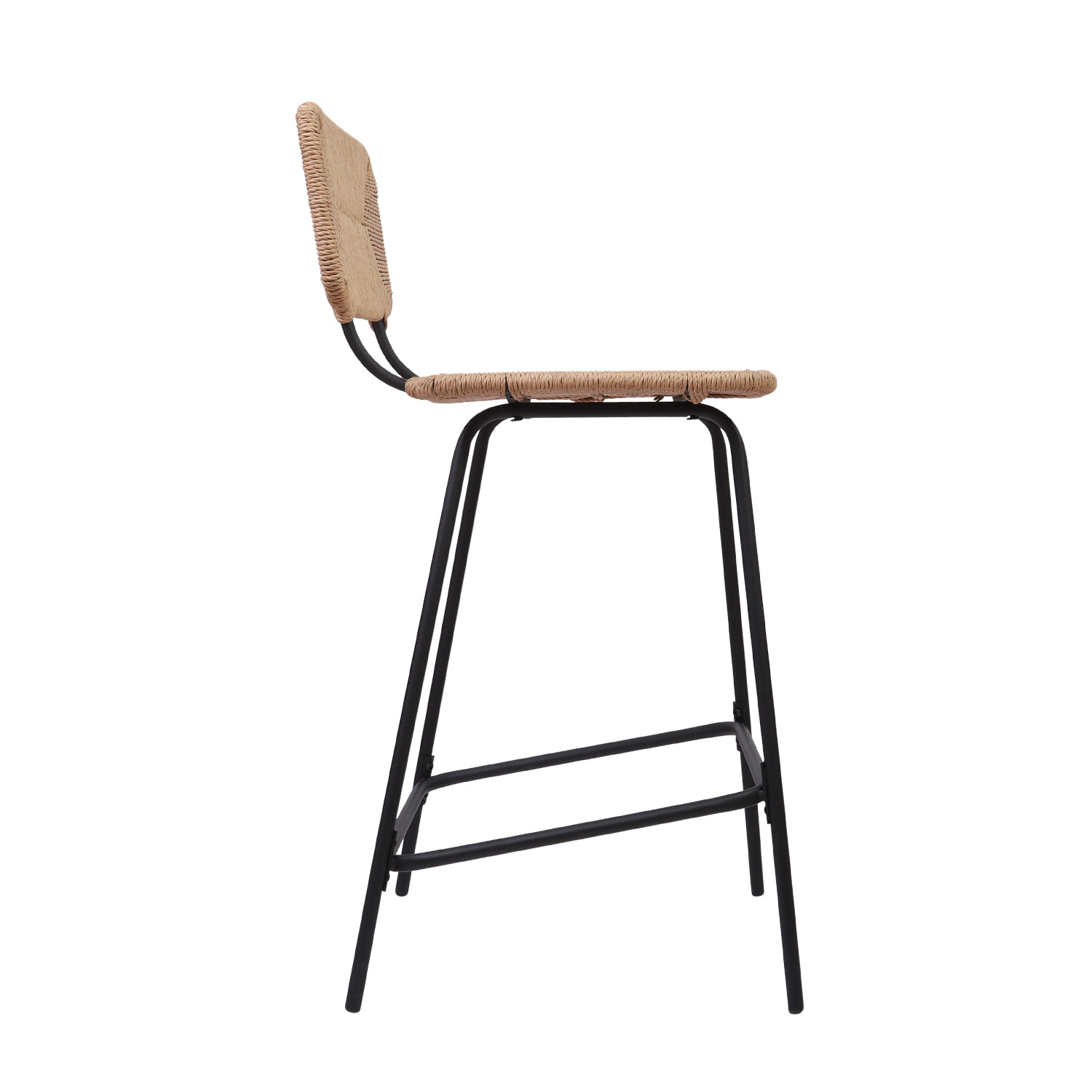 Tabourets de Bar Îlot Central Corde tressée et Métal - Coloris Naturel NEMA | Lot de 2