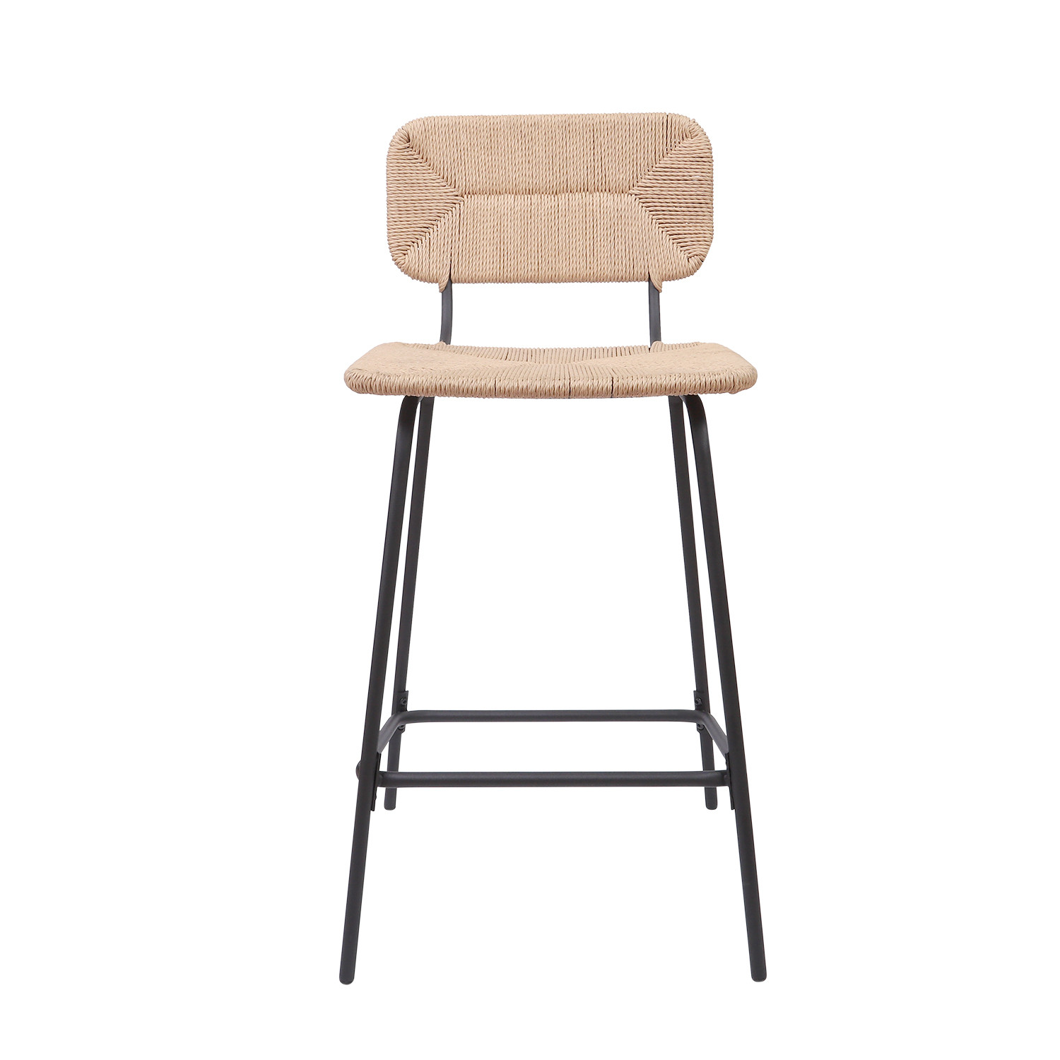 Tabourets de Bar Îlot Central Corde tressée et Métal - Coloris Naturel NEMA | Lot de 2