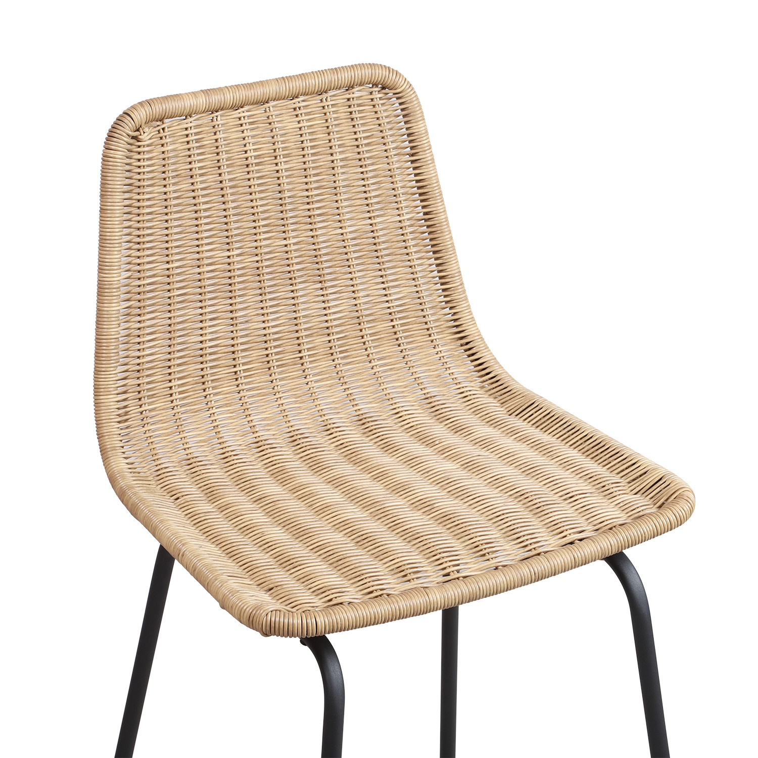 Tabourets de Bar Îlot Central Rotin et Métal - Coloris Naturel BALI | Lot de 2