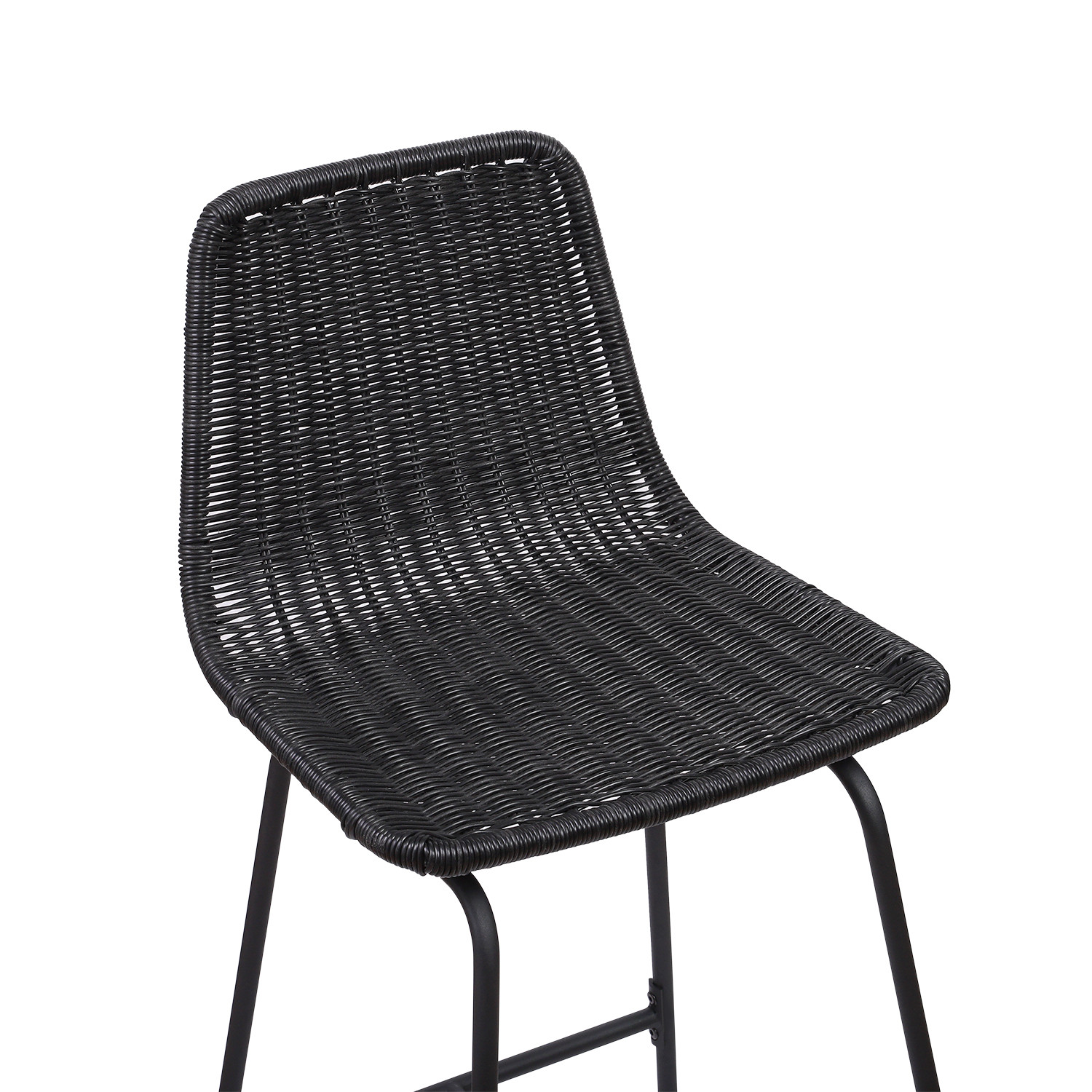Tabourets de Bar Îlot Central Rotin et Métal - Coloris Noir KUTA | Lot de 2