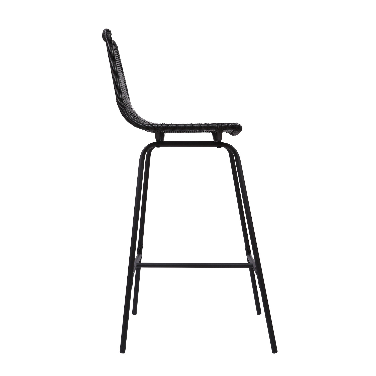 Tabourets de Bar Îlot Central Rotin et Métal - Coloris Noir KUTA | Lot de 2