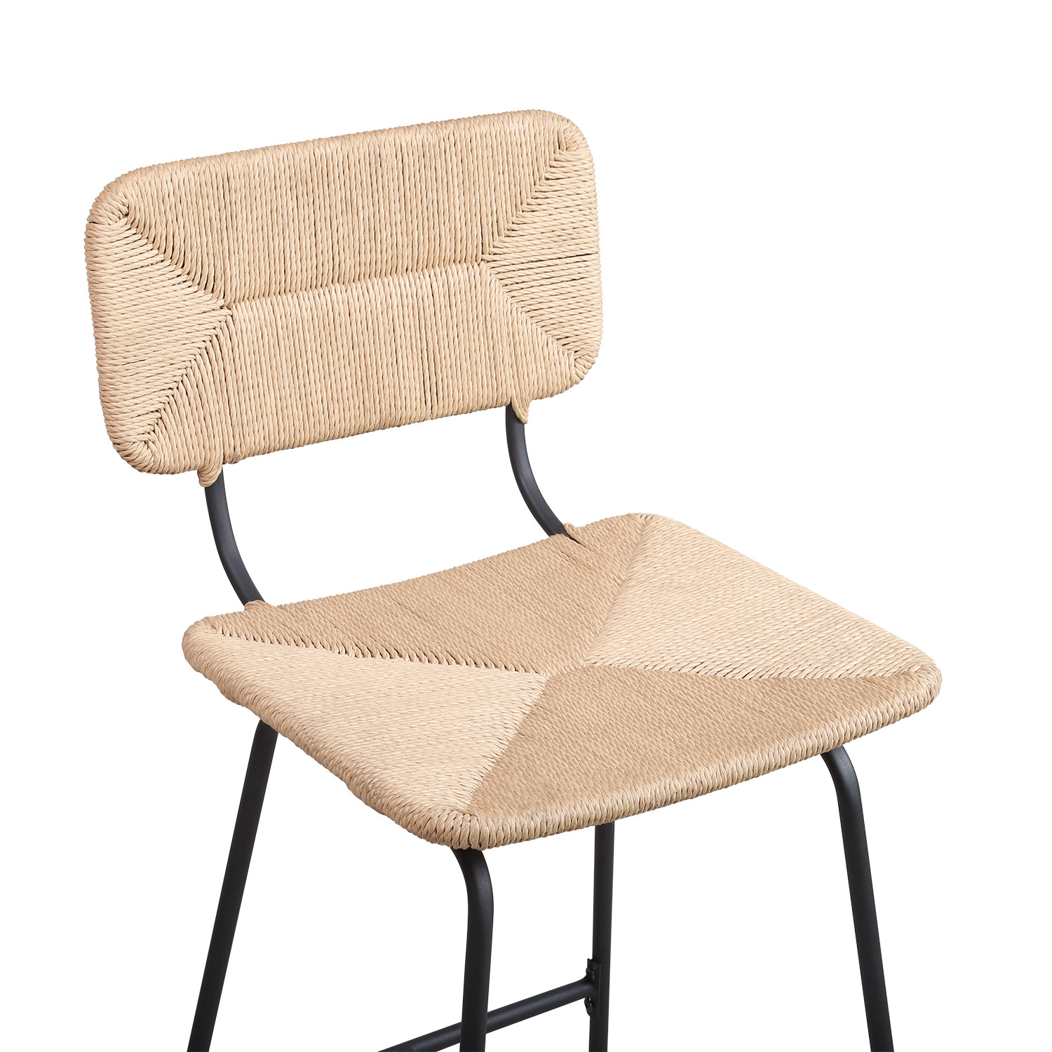 Tabourets de Bar Îlot Central Corde tressée et Métal - Coloris Naturel TIDRA | Lot de 2