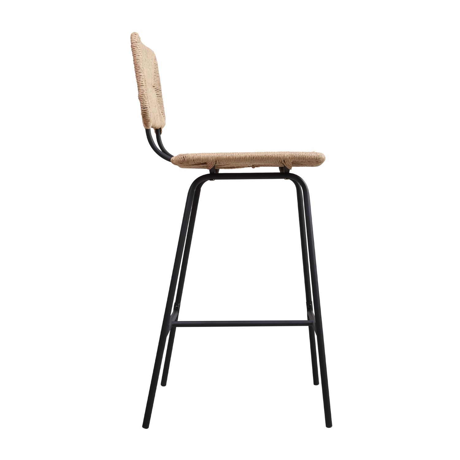 Tabourets de Bar Îlot Central Corde tressée et Métal - Coloris Naturel TIDRA | Lot de 2