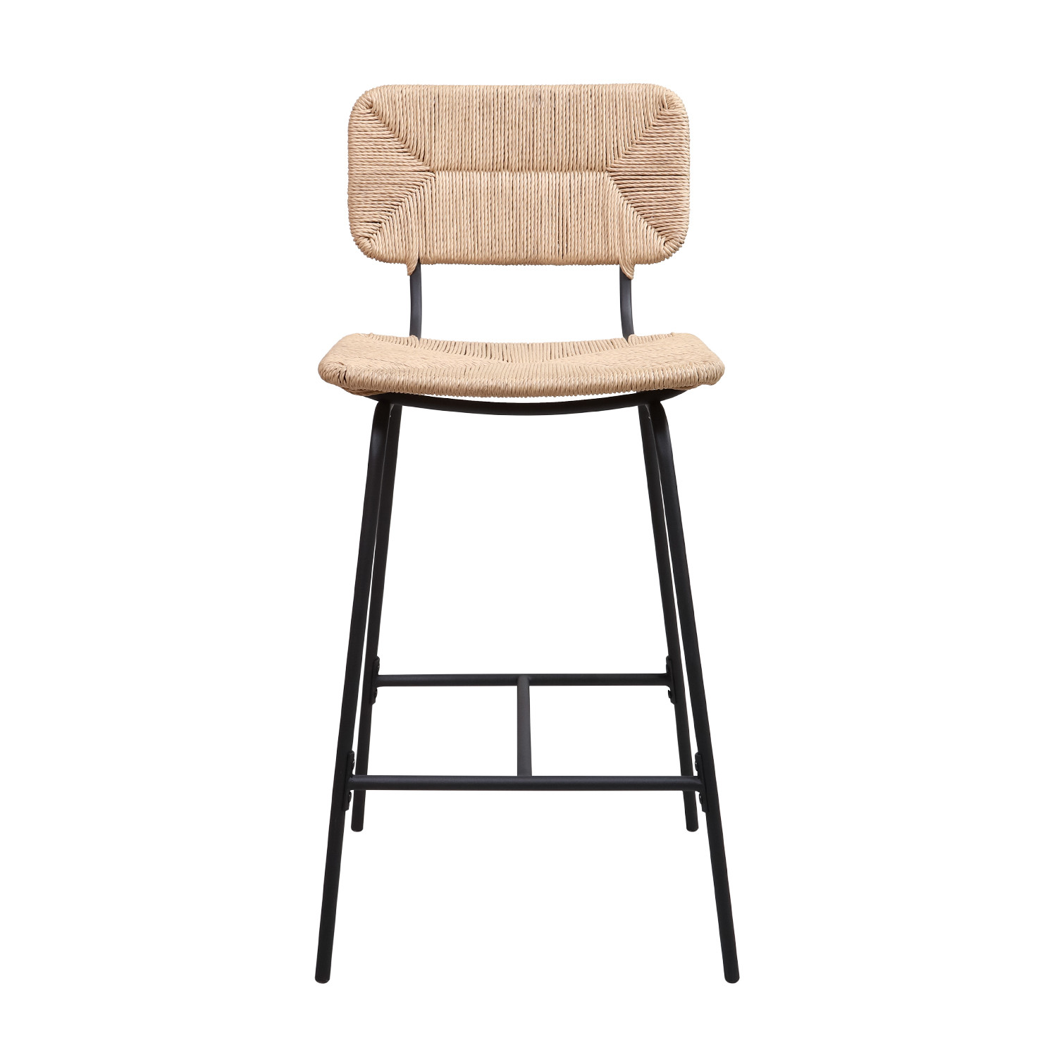 Tabourets de Bar Îlot Central Corde tressée et Métal - Coloris Naturel TIDRA | Lot de 2
