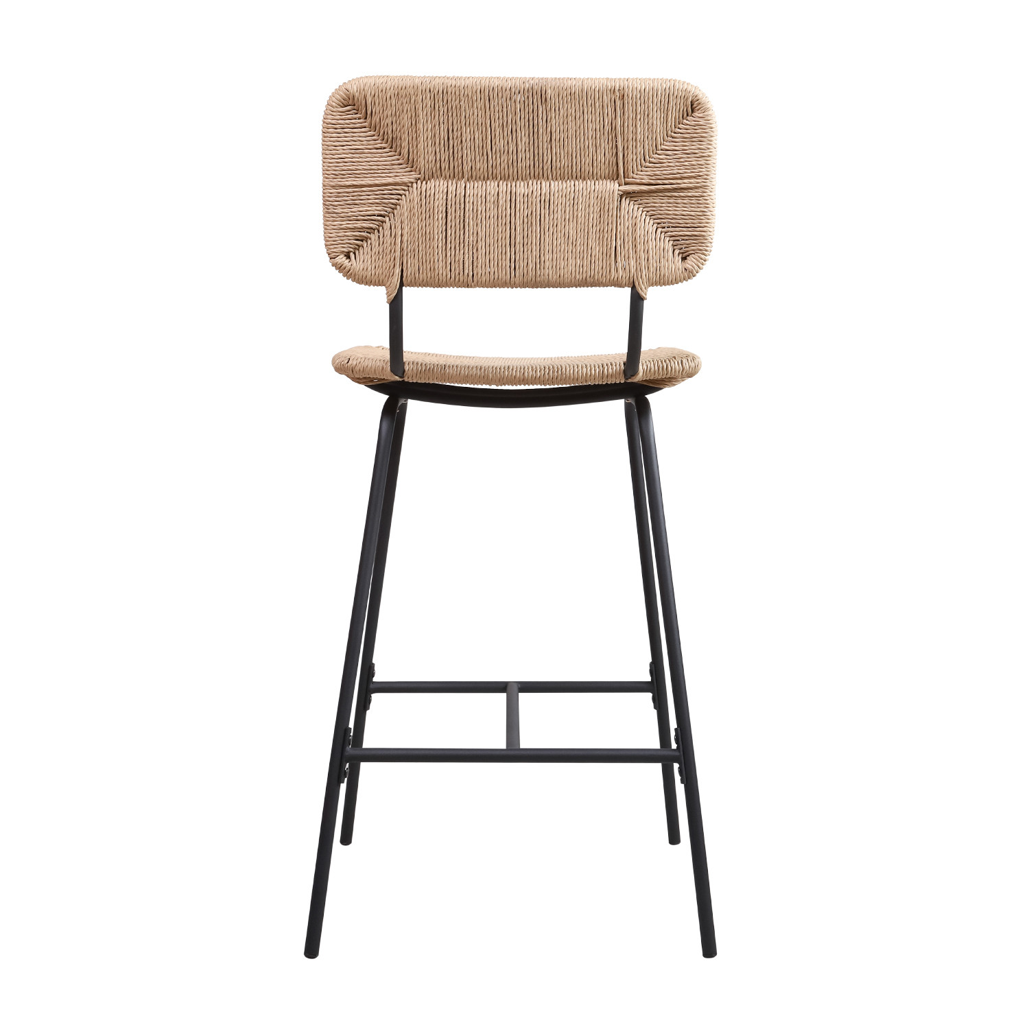 Tabourets de Bar Îlot Central Corde tressée et Métal - Coloris Naturel TIDRA | Lot de 2