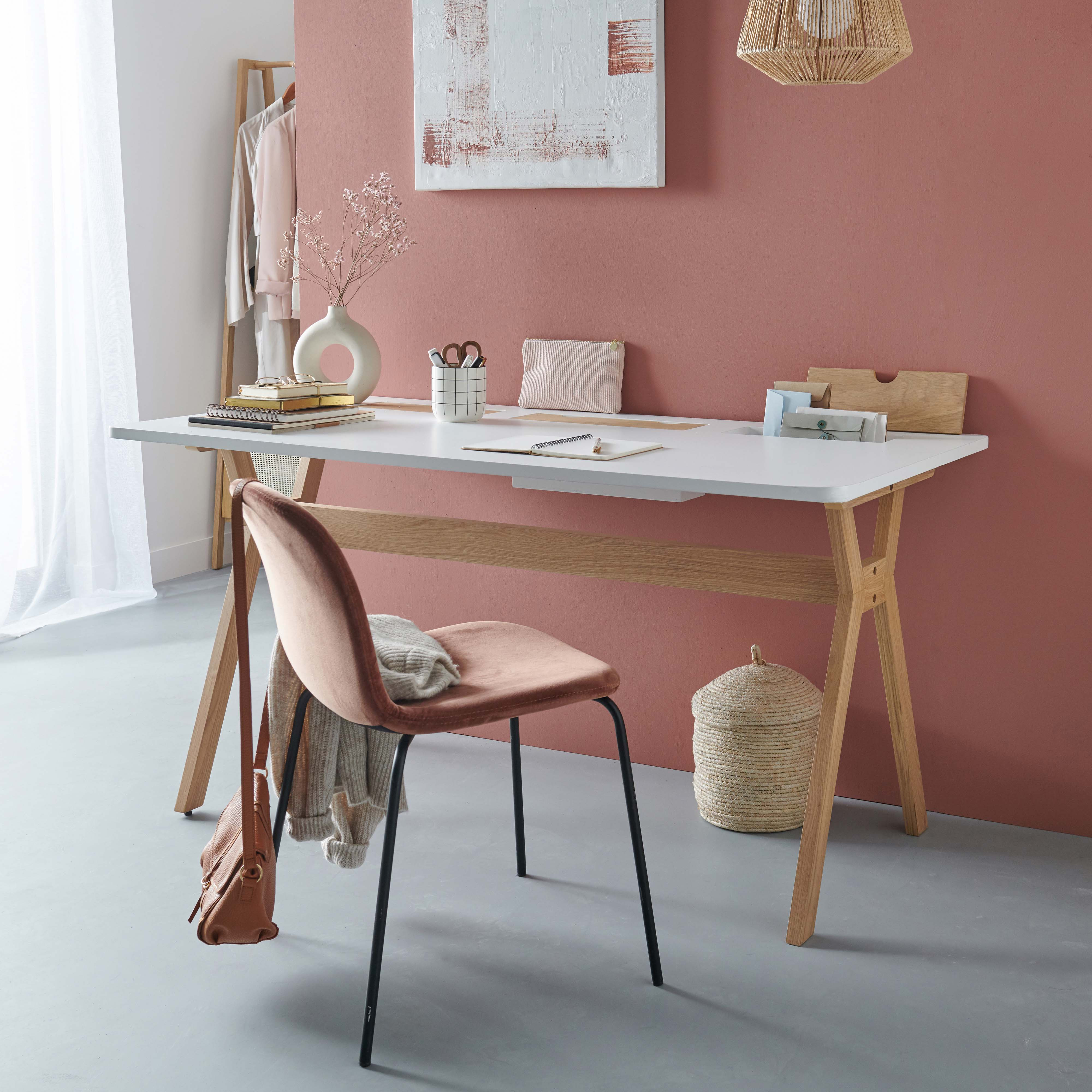 Bureau scandinave Bois/Blanc 150 cm Mobox