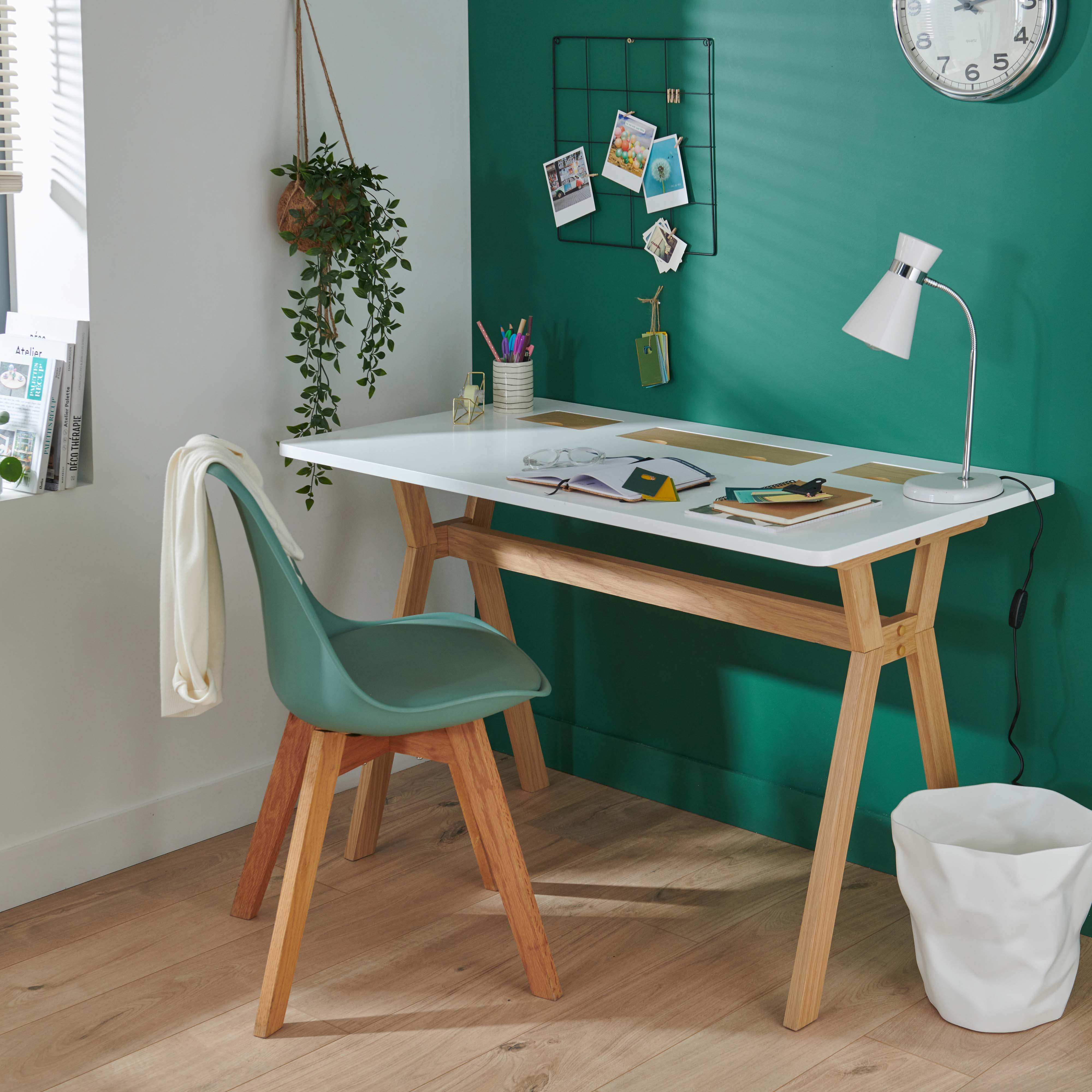 Bureau scandinave Bois/Blanc 120 cm Mobox