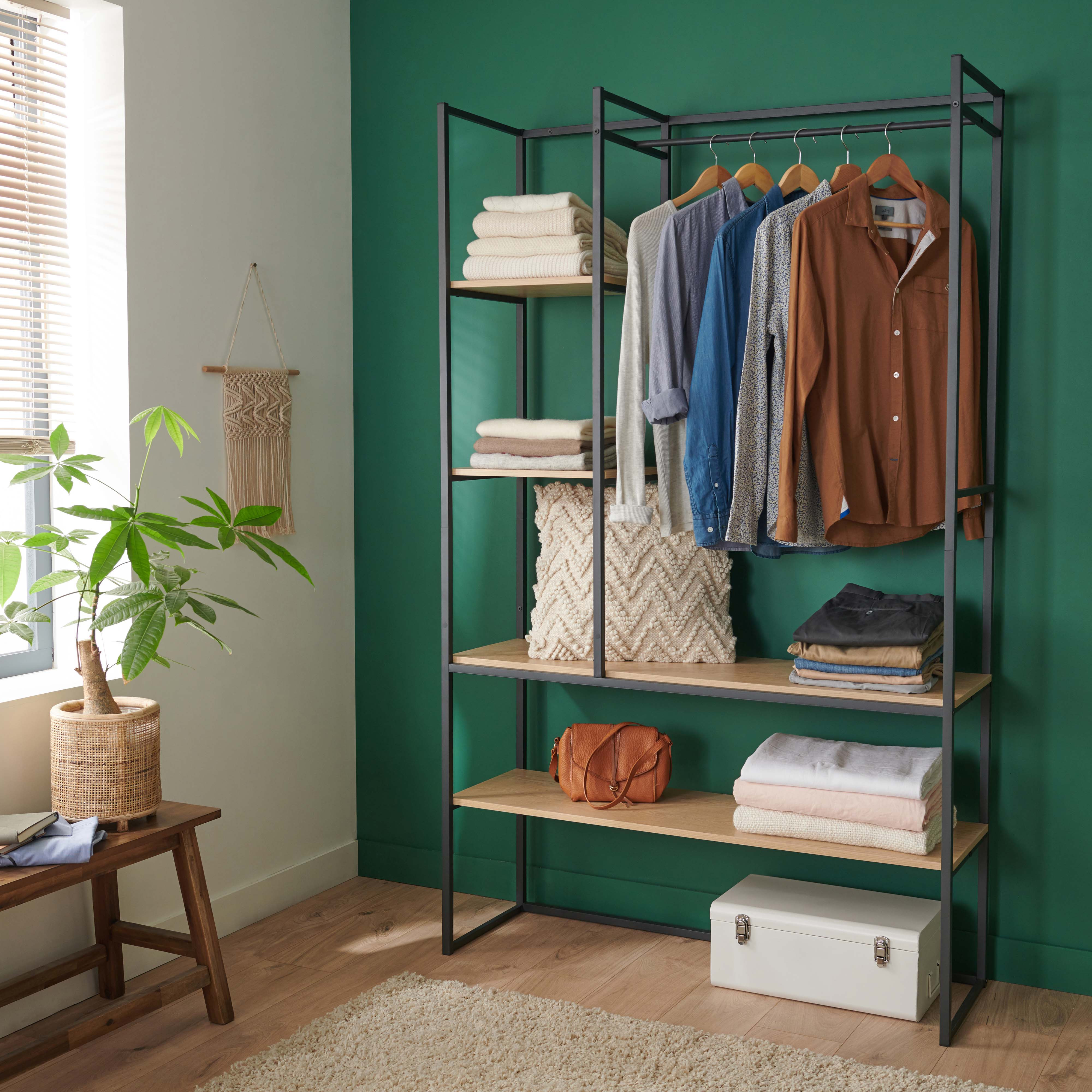 Portant Vêtements en Bois et Métal L120 x H200cm ASHTON