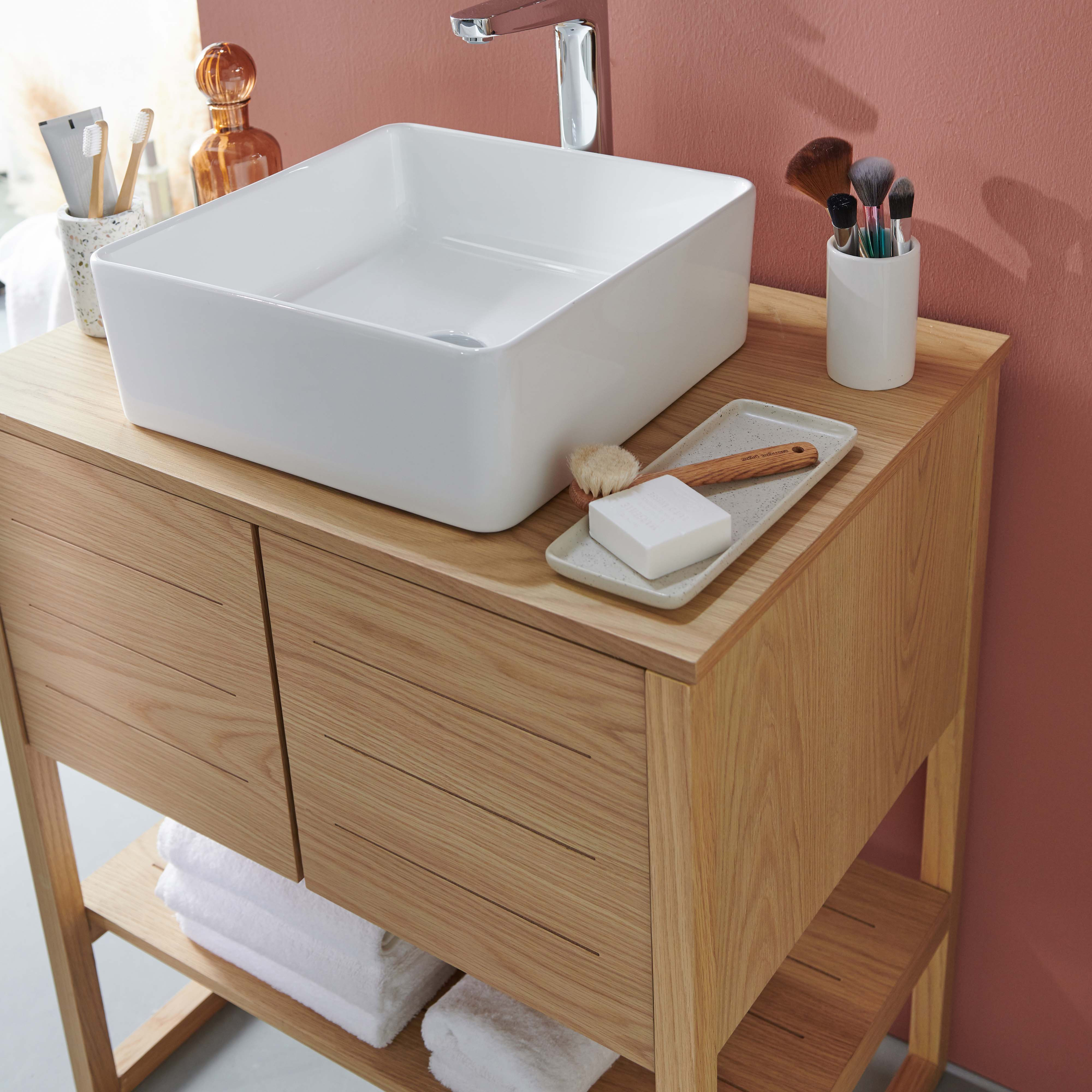 Meuble salle de bain Chêne naturel 70 cm ATOLL