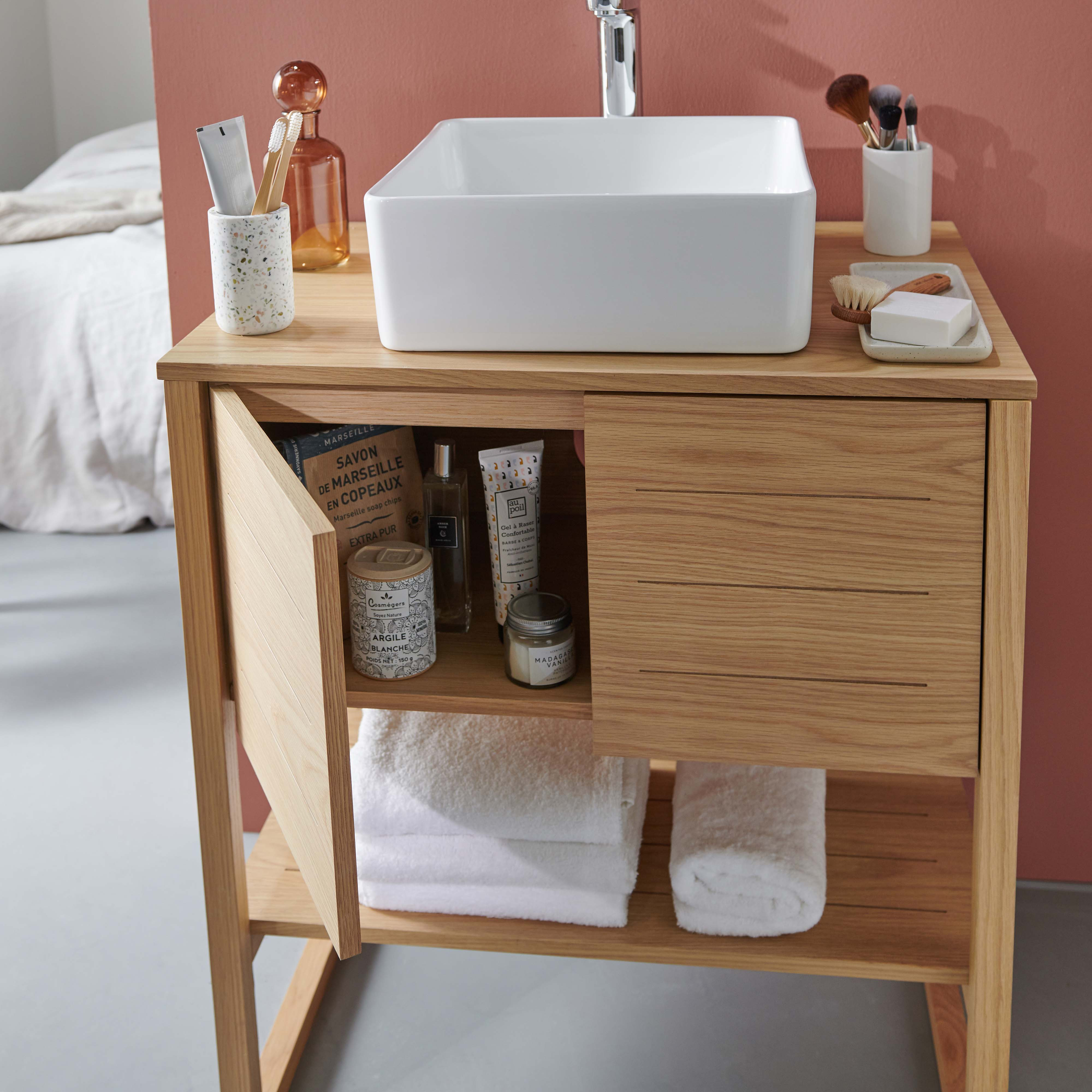 Meuble salle de bain Chêne naturel 70 cm ATOLL