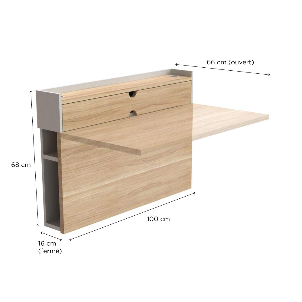 Bureau Bois Design 100 cm  U-LINE