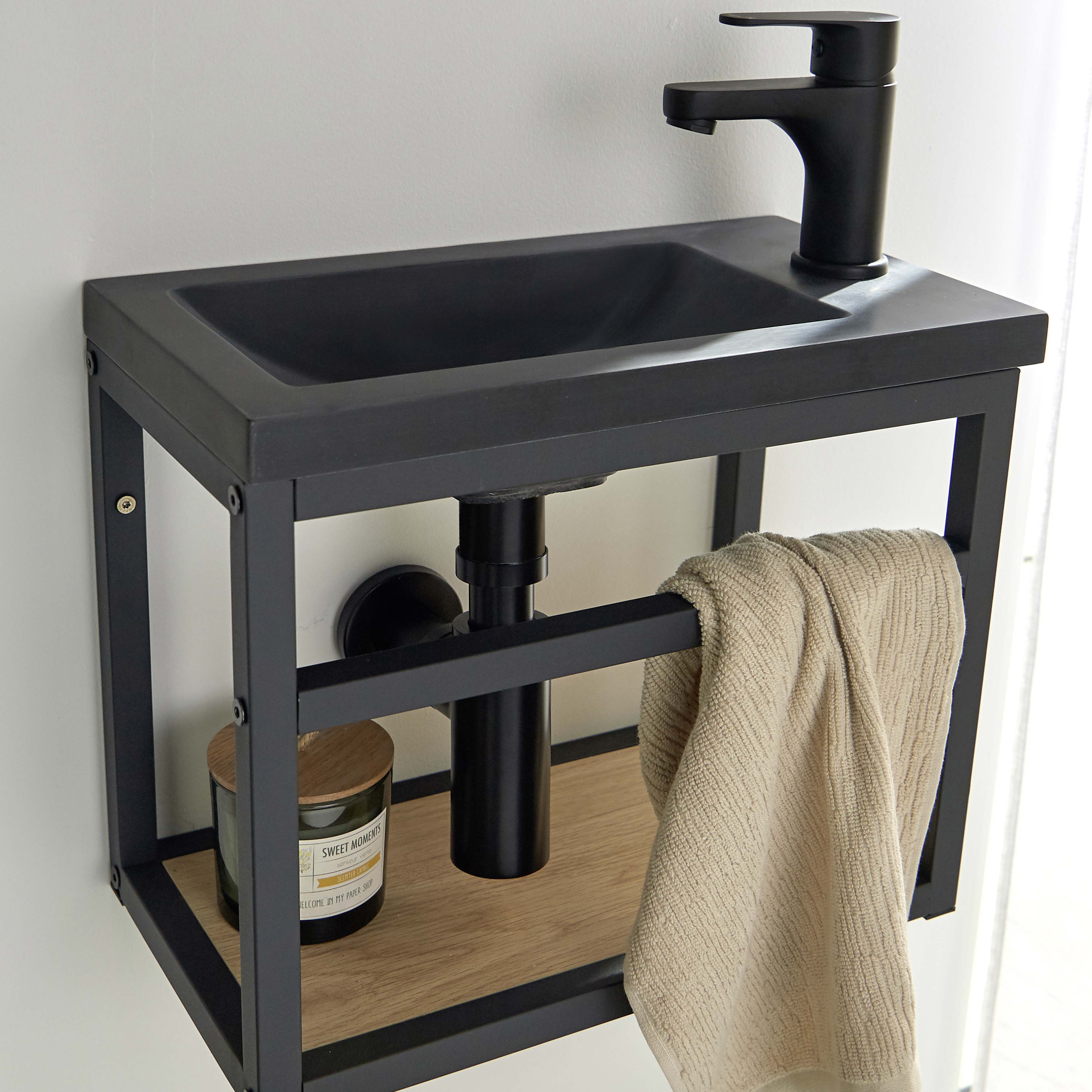 Meuble lave-mains Métal Noir SAO