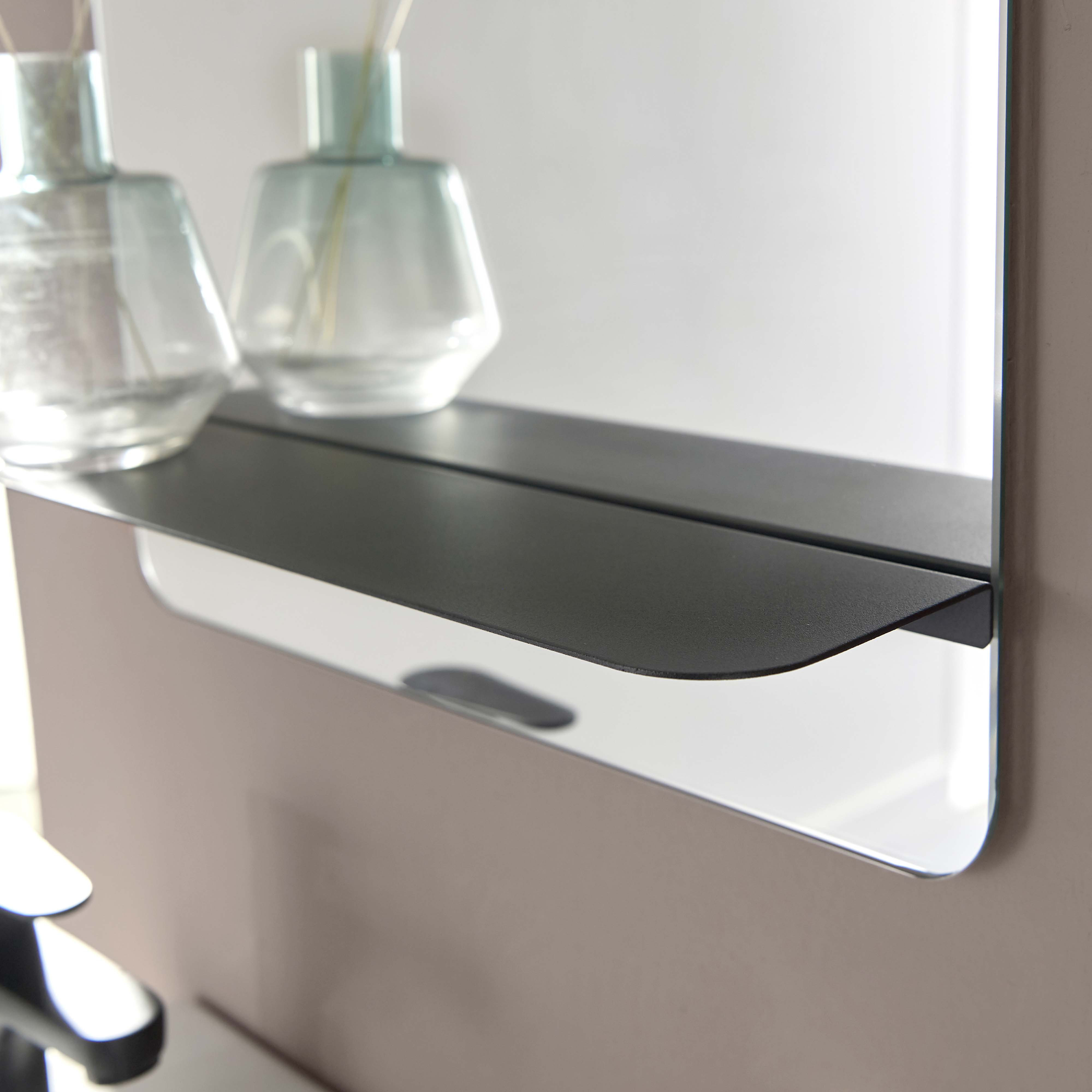 Meuble lave-mains noir carbone AVA avec miroir et robinet noir