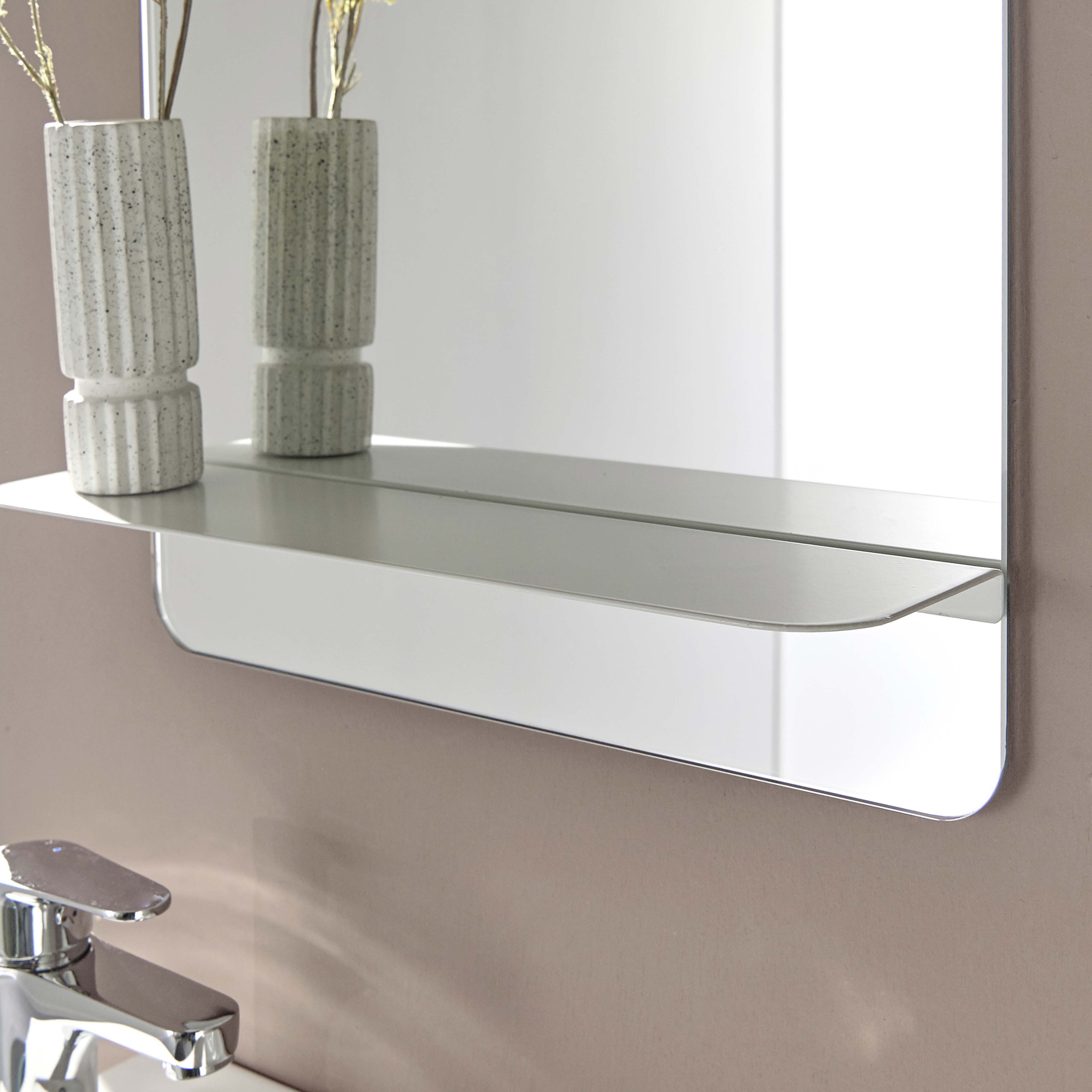 Meuble lave-mains noir carbone AVA avec miroir tablette blanche